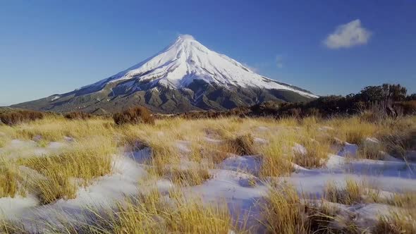 Volcano Mount Taranaki aerial footage alt