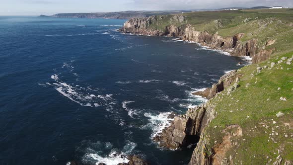 Waves crashing on the rocks of the coast Aerial view