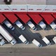 Aerial top view of an industrial warehouse loading dock, where many delivery vans and trucks. - VideoHive Item for Sale