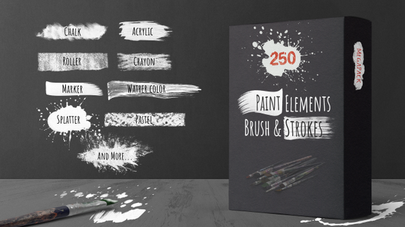 250 Paint Matte Elements, Brush & Strokes, Motion Graphics | VideoHive