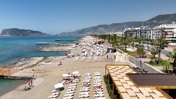 Beach Bar aerial view 4k alt