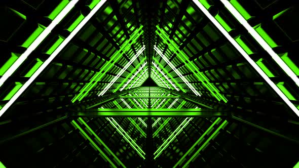Green Neon Lights Tunnel