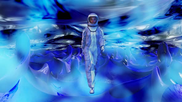 Astronaut's Walk on the Blue Planet