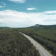 Aerial View of an Intercity Highway with Traffic Going Through a Green Pine Forest on Bright Sunny - VideoHive Item for Sale