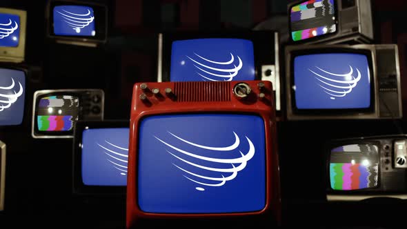 Flag of Union of South American Nations (UNASUR) and Retro TVs. alt