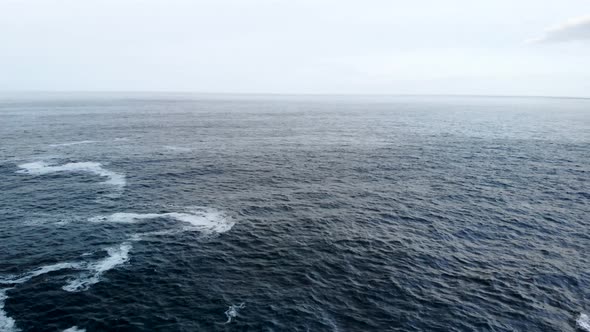 Aerial Shot of Endless Waters of the Atlantic Ocean Near the Shores of Madeira island. 