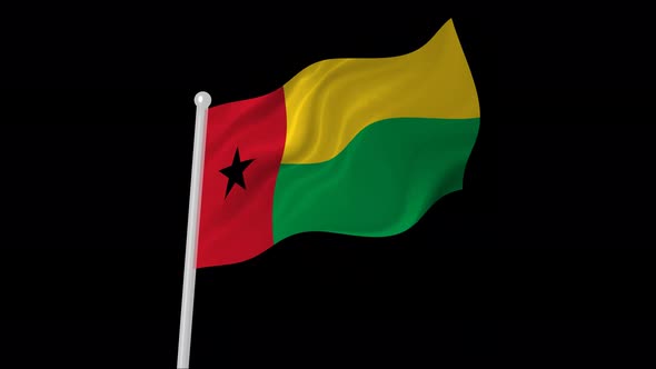 Guinea Bissau Flag Flying Animated Black Background alt