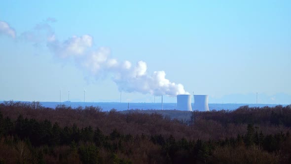 View to Nuclear Power Plant Gundremmingen Germany on a Day of Shut Down