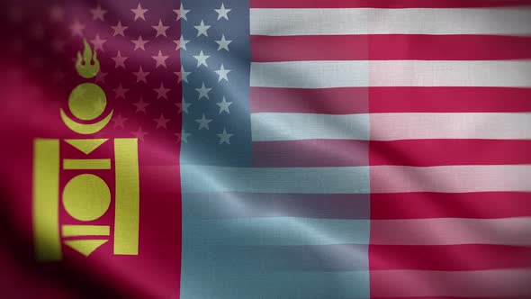 USA Mongolia Flag Loop Background 4K