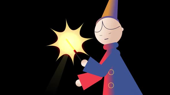 Magician Casting Spell with a Wand with Alpha alt