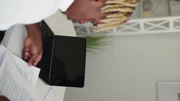 Office Work Concentrated Man Checking Documents alt