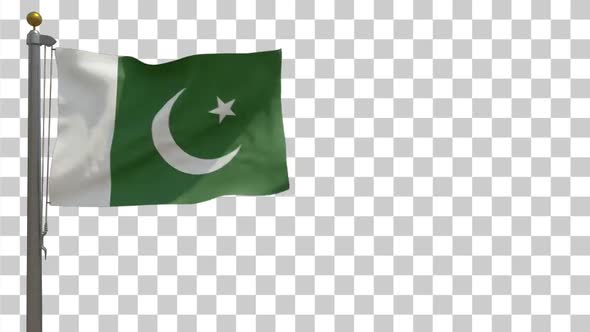 Pakistan Flag on Flagpole with Alpha Channel alt