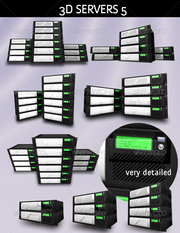 3D Servers - Pack 5 - Hosting Solution - 3D Backgrounds