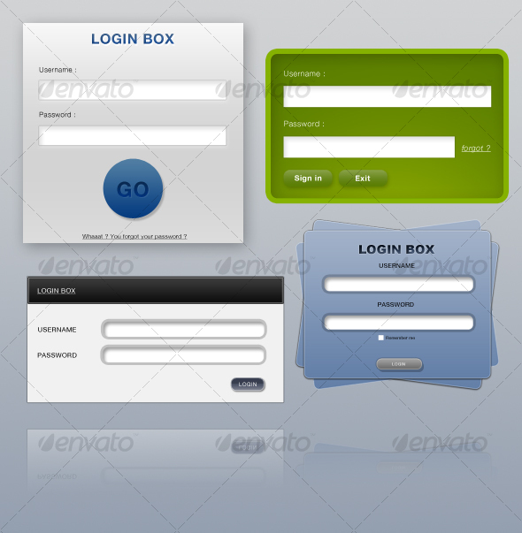 Various Login Boxes - Miscellaneous Web Elements