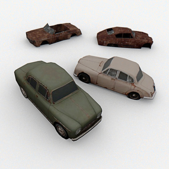 4 Old Cars - 3Docean 13841736