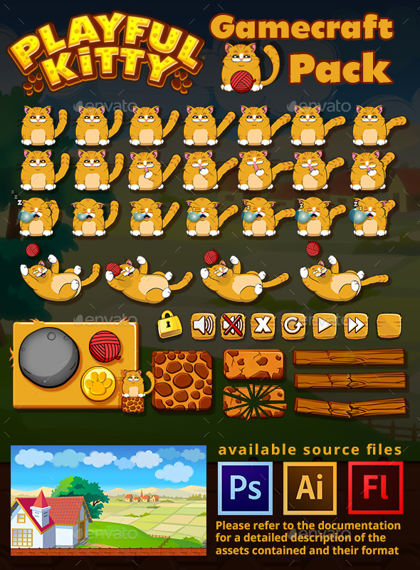 Playful Kitty Game Assets - Game Kits Game Assets