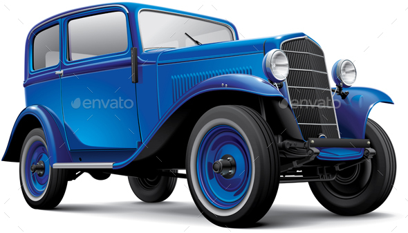 European Prewar Compact Automobile - Objects Vectors