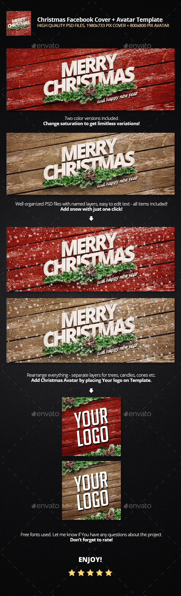 Christmas Facebook Cover + Profile Template - Facebook Timeline Covers Social Media
