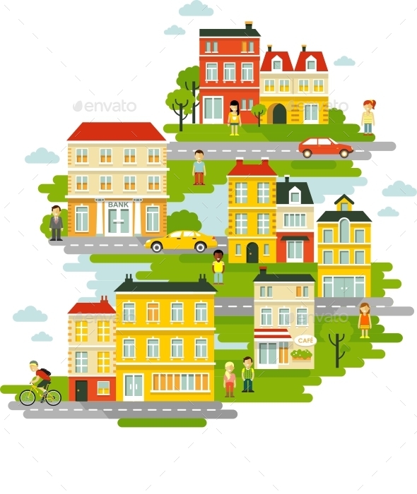 Town Map Background - Buildings Objects