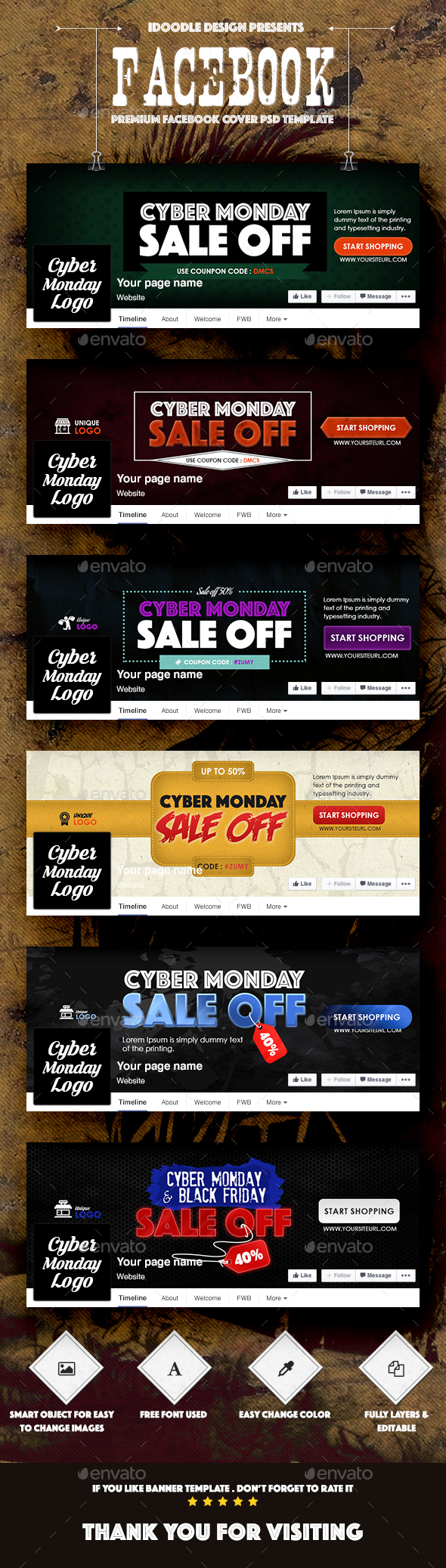 Cyber Monday Covers Facebook - Banners & Ads Web Elements