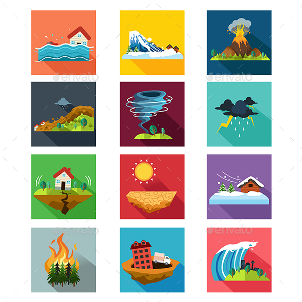 Natural Disaster Icons - Nature Conceptual