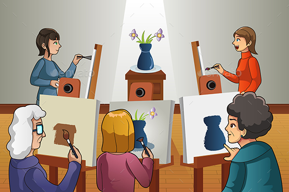 People in Painting Class - People Characters
