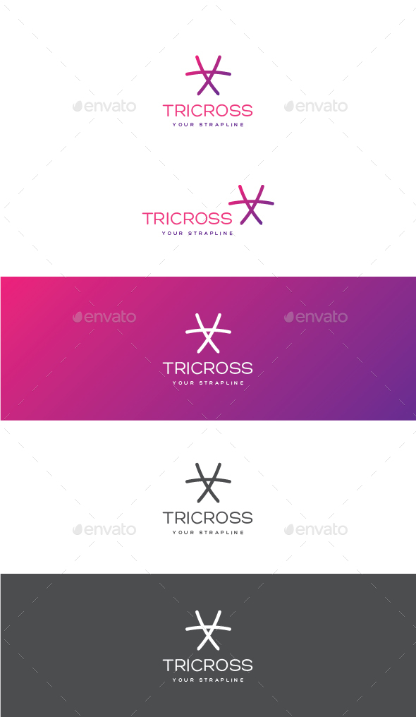 Tri Cross Logo - Vector Abstract