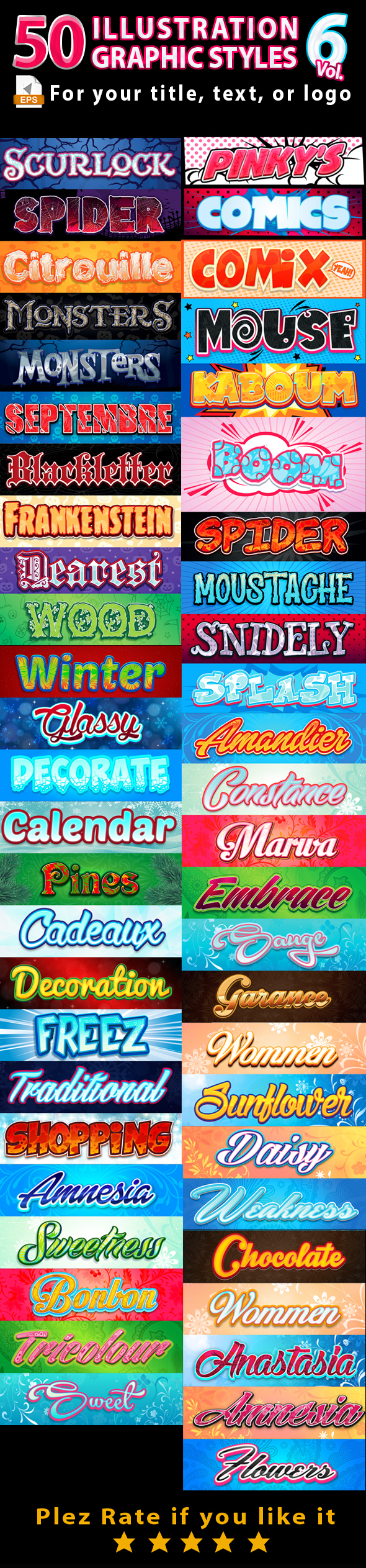 50 Illustrator Graphic Styles Vol.6 - Styles Illustrator