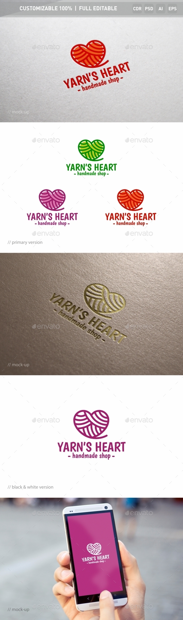 Yarn's Heart Logo Template - Objects Logo Templates