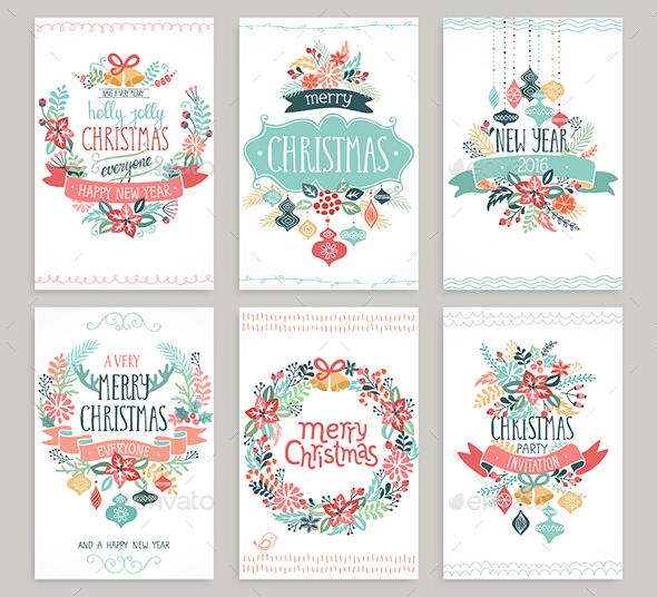 Christmas Hand Drawn Card Set - Christmas Seasons/Holidays