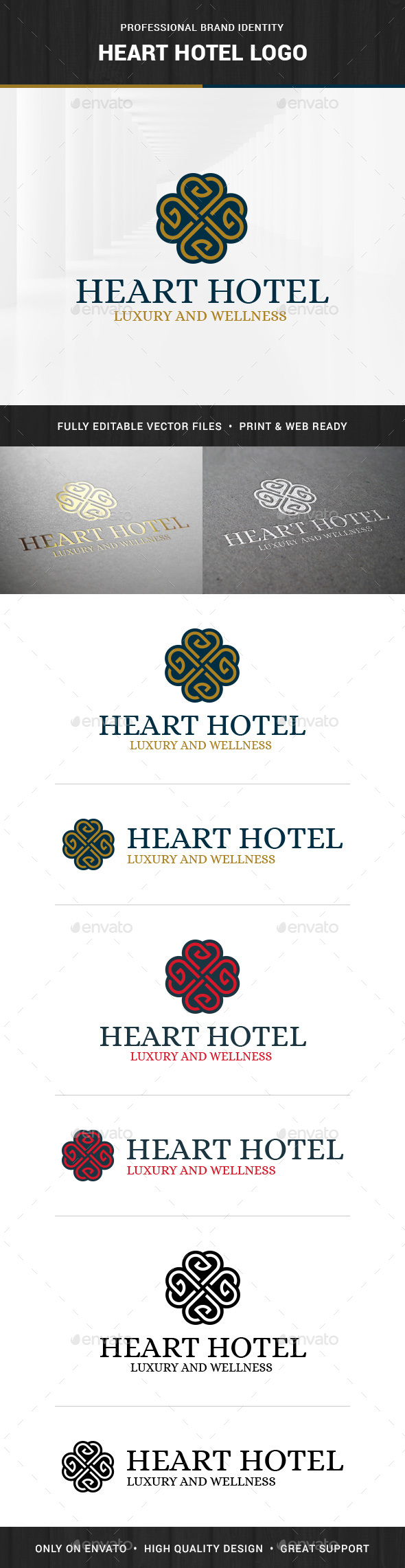 Heart Hotel Logo Template - Symbols Logo Templates