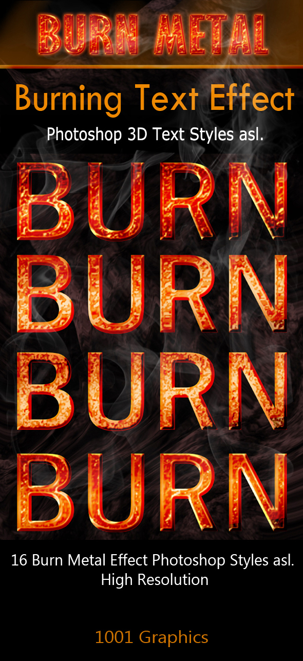 16 Burn Metal Effect PS Styles asl - Photoshop Add-ons
