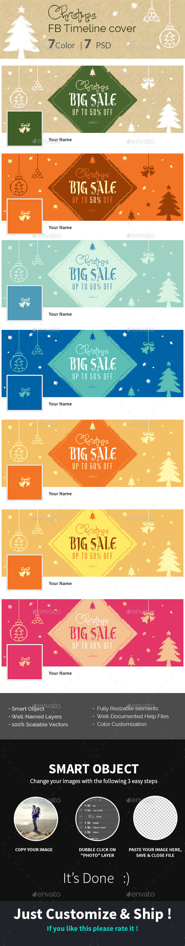 Christmas-HandDrawnStyle- FB Timeline Cover - Social Media Web Elements