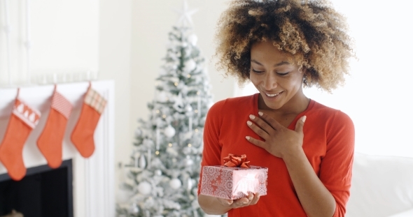 Excited Young Woman With An Unexpected Gift alt