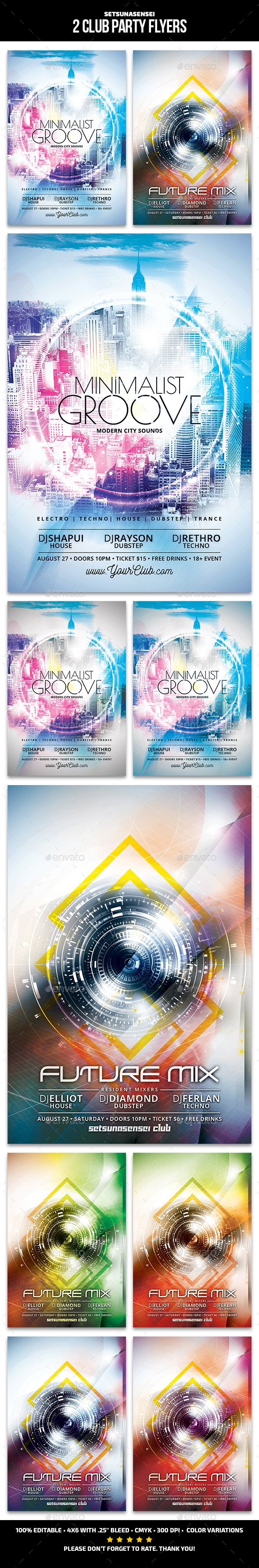 2 Club Party Flyers - Clubs & Parties Events