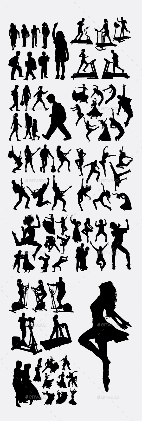 People Exercise Silhouettes - People Characters