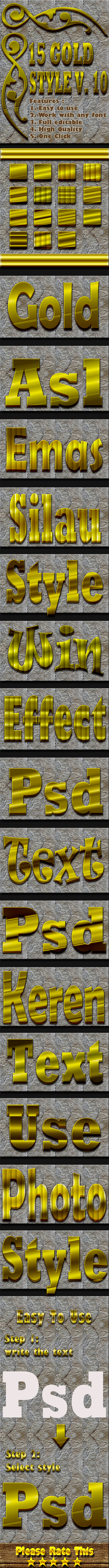 15 Gold Text Effect Style Vol 10 - Styles Photoshop