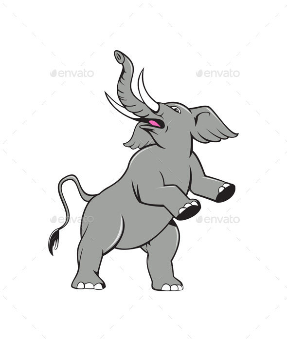 Elephant Prancing Isolated Cartoon - Animals Characters