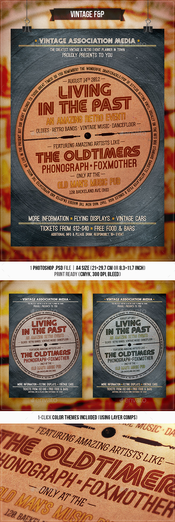 Living in the Past - Retro Flyer & Poster - Concerts Events