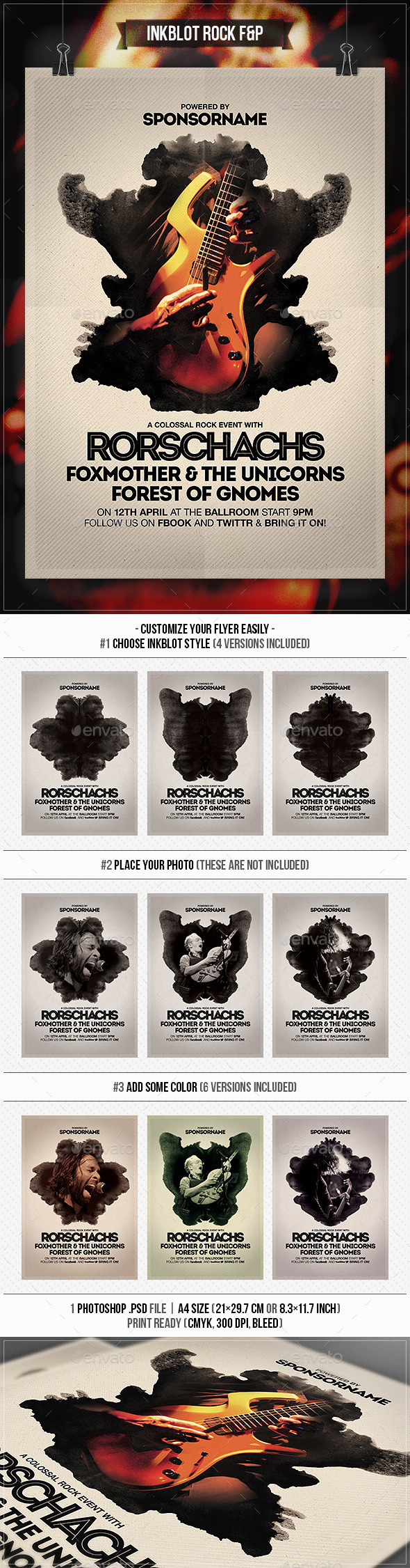 Inkblot Rock Flyer & Poster - Concerts Events