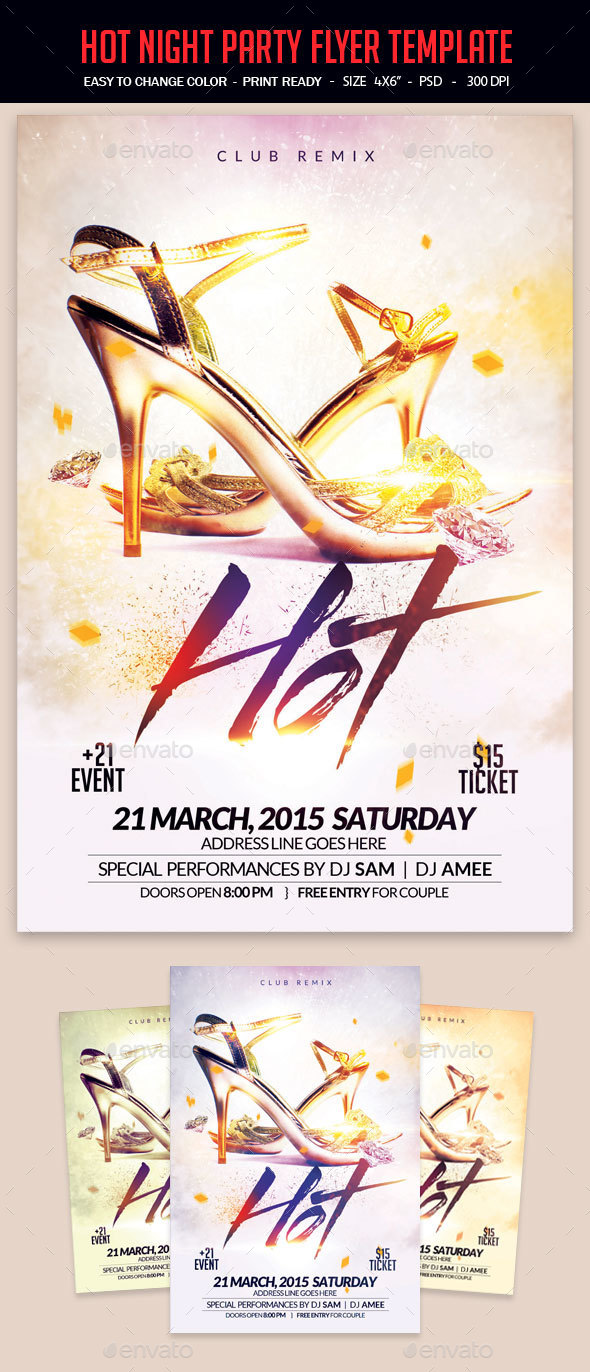 Hot Night Party Flyer Template - Clubs & Parties Events