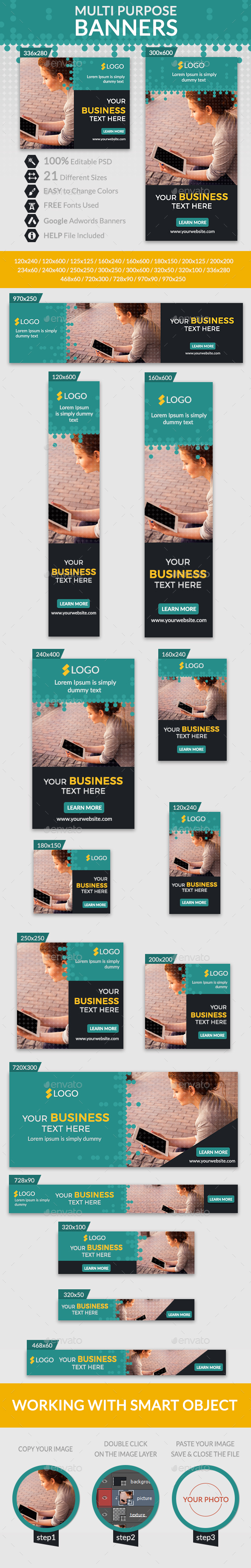 Multi Purpose Banners - Banners & Ads Web Elements