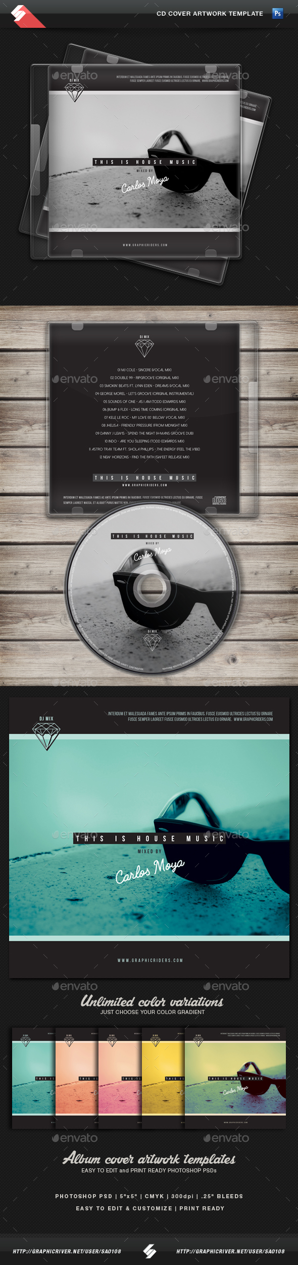 This Is House Music - CD Cover Artwork Template - CD & DVD Artwork Print Templates