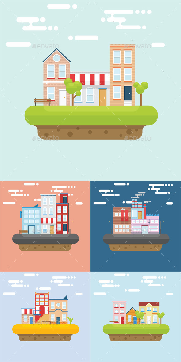 Floating Island Flat - Buildings Objects