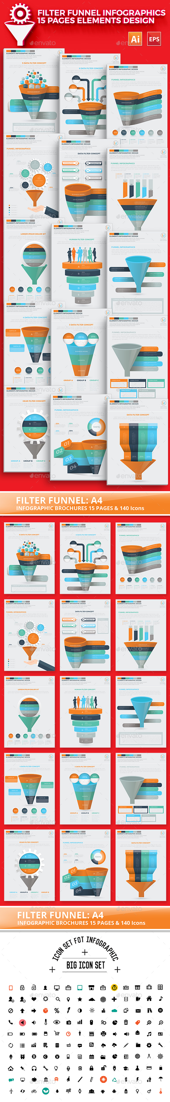 Filter Funnel 15 Infographics Design