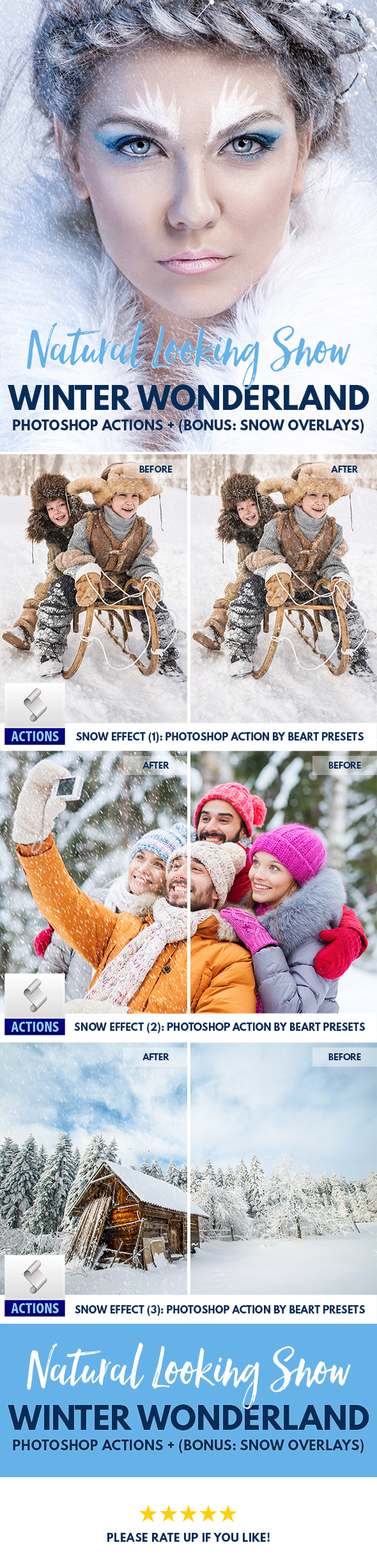 Real Snow Effect Photoshop Actions Brushes Overlay - Actions Photoshop