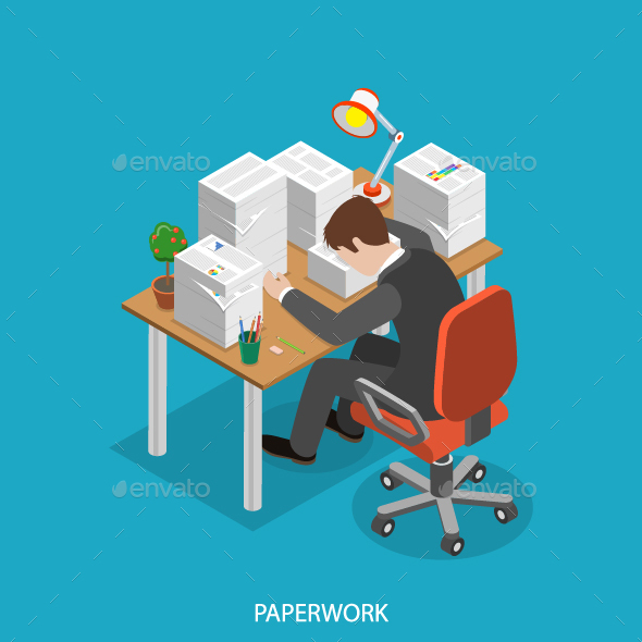 Paperwork Isometric Flat Concept - Concepts Business