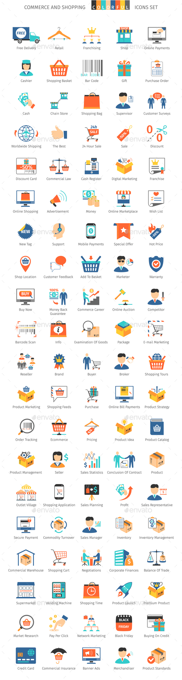 Commerce And Shopping Colorful Icons - Business Icons