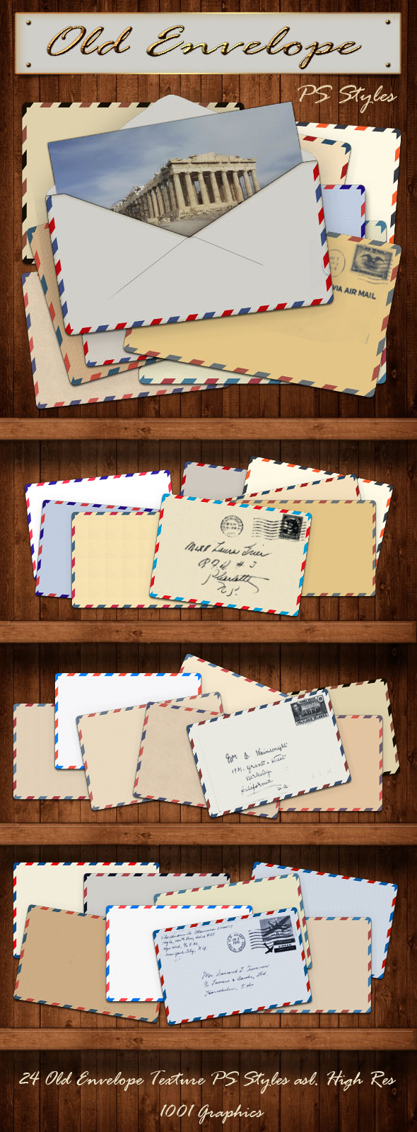 24 Old Envelope PS Styles - Photoshop Add-ons