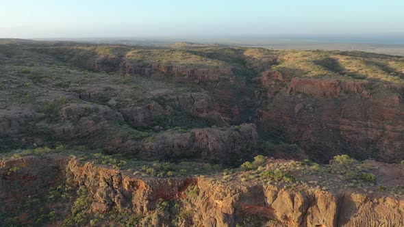 Sunset at Charles Knife Canyon, Cape Range National Park, Exmouth, Western Australia 4K Aerial Drone